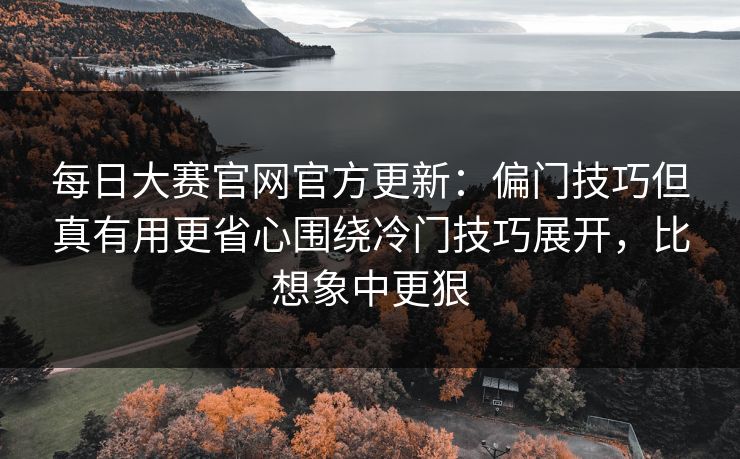 每日大赛官网官方更新：偏门技巧但真有用更省心围绕冷门技巧展开，比想象中更狠