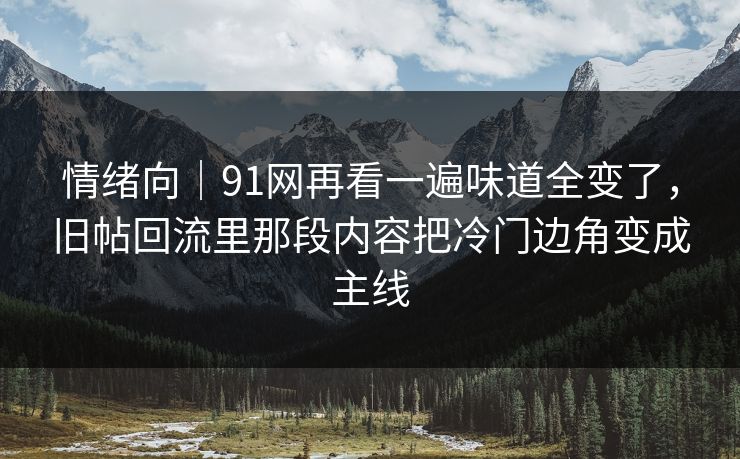 情绪向|91网再看一遍味道全变了,旧帖回流里那段内容把冷门边角变成主线 情绪向|91网再看一遍味道全变了,旧帖回流里那段内容把冷门边角变成主线